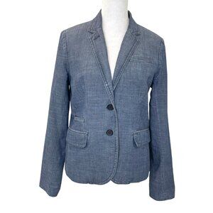 J. CREW Keating Boy Cotton Blazer Jacket Preppy Chambray Blue size 4
